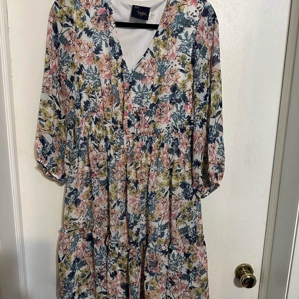 Taylor Multicolor Floral Long Sleeve Dress